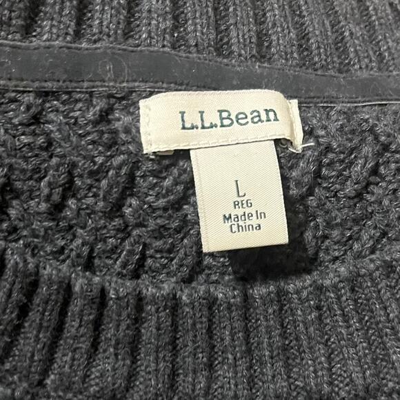 L.L. Bean Crewneck Heavy Knit Textured Sweater Womens Size L Dark Gray  290401 - Picture 4 of 6